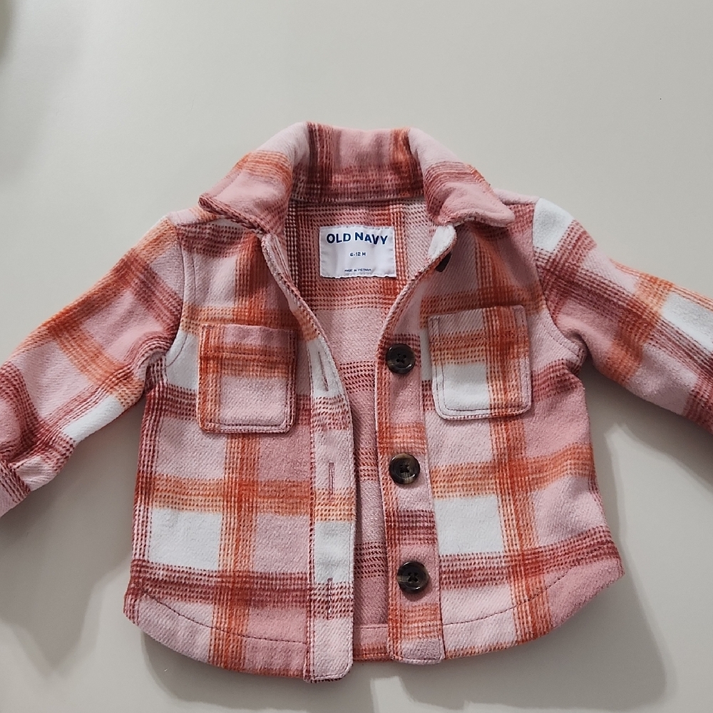 Old Navy Pink and Orange Checkered Jacket